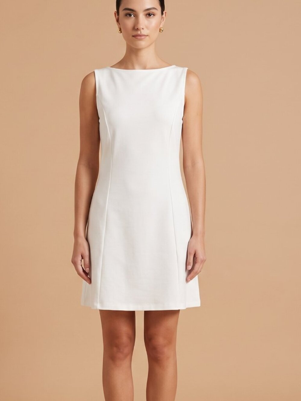 NWT | LILLUSORY White Sleeveless A-Line Dress | Side Pockets | Boat Neck | XL